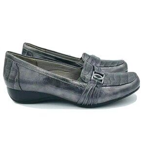 Life Stride Shoes Womens 6 M Soft System Silver Metallic Buckle Donnell Slip On